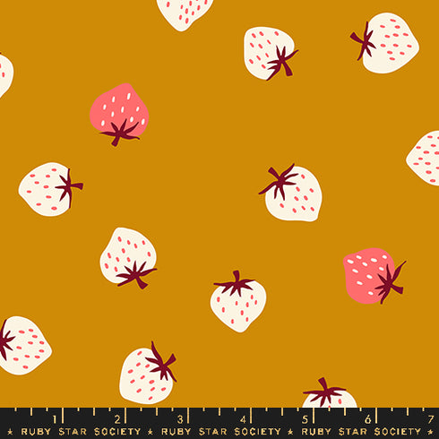 Strawberry - Strawberry Toss in Butterscotch RS3085 15 - Ruby Star Society Sold by the Half Yard